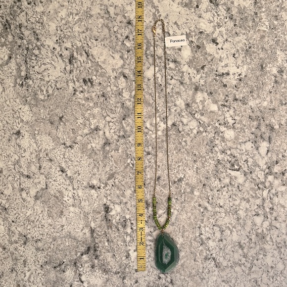 PANACEA Long Stone Pendant Necklace, Green - Picture 12 of 13